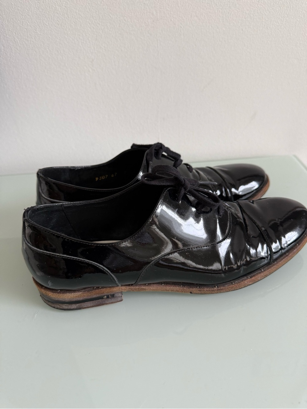 Freda Salvador Black Patent Leather Derby Shoes